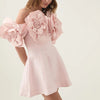 Pale Pink Big Flower Off Shoulder Dress