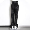 Solid Color Sequins Lace Up Ankle Casual Pants