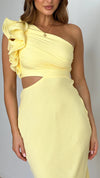 Summer Ruffled Shoulder Slim Fit Dress