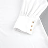 White Chiffon Elegant Collared Office Business Shirt Spring Summer Women Top