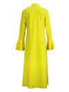 Fall Yellow Ruffle Sleeve Dress