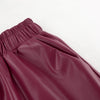 Cocoa Yacht Club Wine Red Fleece & Faux Leather Swing High Waist Skirt