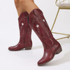 Western Chunky Heel Leather Boots