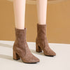 Chunky Heel Pointed Toe Ankle Boots