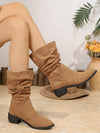 Mid Calf Vintage Suede Pile Boots