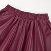 Cocoa Yacht Club Wine Red Fleece & Faux Leather Swing High Waist Skirt