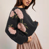 Autumn Pink Flower Sweater