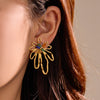 Hollow Out Petals Inlaid Natural Stone Earrings