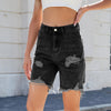 Washed Casual Ripped Denim Shorts