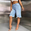 Raw Hem Straight Leg Denim Shorts