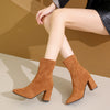 Chunky Heel Pointed Toe Ankle Boots