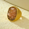 Geometric Retro Natural Stone Ring
