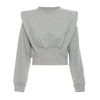 Padded Shoulder Armor Crew Neck Sweatshirt