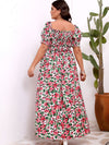 Floral Off Shoulder Waist Slimming Dress