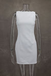 Cocoa Yacht Club White Slim Neck Sleeveless Short Dress