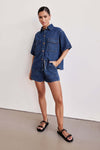 Retro Casual Denim Shirt & Shorts