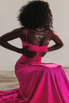 Fucshia Backless Maxi Dress