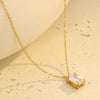 Light Luxury Square Zircon Embellished Titanium Steel Clavicle Chain