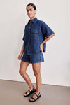 Retro Casual Denim Shirt & Shorts