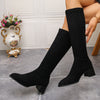Suede Chunky Heel High Boots