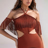 Strapless Bandage Tassel Maxi Dress