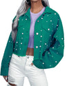 Cocoa Yacht Club Candy Color Beaded Short Denim Jacket