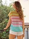 Contrast Color Hollow Out Striped Top