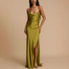 Shimmery Green Draped Split Dress