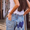 Heart Cylindrical Denim Jeans