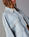 Cocoa Yacht Club Rivet Collared Wash Wool Tassel Denim Jacket