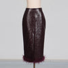 Elegant Hundred Stitch Mid Length Solid Color Hip Skirt