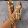 Golden Braided Strap Sandals