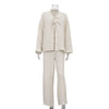 Cotton Champray & Lace up Cardigan Top Loose & Pants