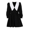 French Black & White Contrast Color Doll Collar Short Dress