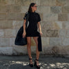 Metal Buckle Black Dress