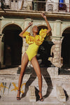 Yellow Sunshine Floral One Piece Swimsuit