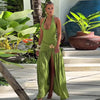 Ruffled Slim Solid Two Piece Sets