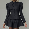 Bow Tie Long Sleeve Top & Skirt