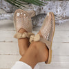 Mesh Hollowed Toe Flat Bow Sandals