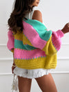 Color Contrast Patchwork Sweater