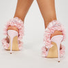 Rhinestone Bow Ruffle Satin High Heel Shoes