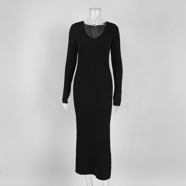 Solid Color Knitwear Dress