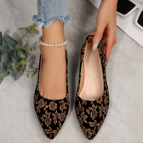 Casual Floral Shallow Mouth Shoes