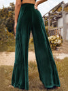 Cocoa Yacht Club Trendy Gold Velvet Ruffled Wide Leg Pants