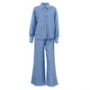 Blue Striped Long Sleeve Cardigan Casual Set