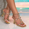 Rhinestone Gem Stiletto Open Toe Sandals