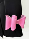 StarSatin Collar Bow Long Blazer Dress