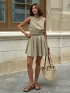 Linen Short Skirt Casual Two Piece