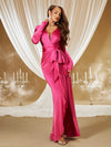 Cinched Deep V Plunge Maxi Dress