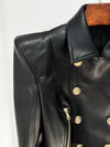 Stars Double Breasted Short Motorcycle Leather Jacket